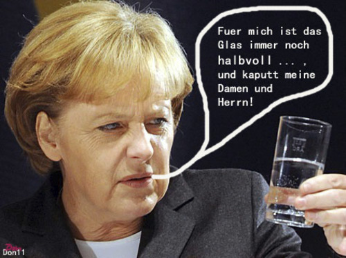 Cartoon: Merkel Halbvoll (medium) by Vanessa tagged politik,deutschland,brd,kanzlerin,cdu,merkel
