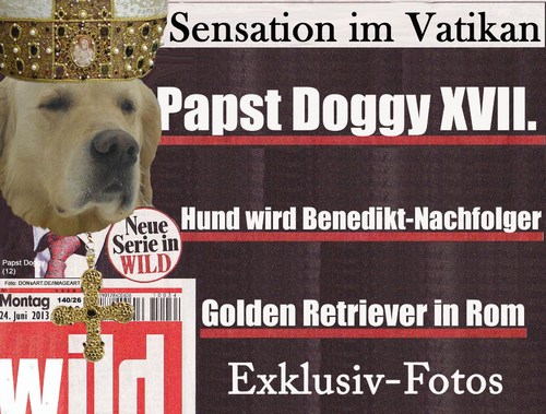 Cartoon: Papst Doggy XVII. (medium) by Vanessa tagged papst,hund,vatikan,kirche,rom,religion