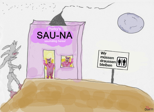 Cartoon: SAU-NA (medium) by Vanessa tagged sauna,hitze,schweinchen,rosa,ferkel