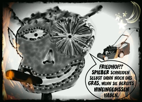 Cartoon: Spießer (medium) by Vanessa tagged garten,spießer,gärtner,bürger,rasen,pflege,friedhof