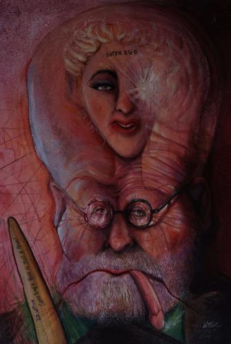 Cartoon: FREUD WITH MADONA (medium) by Victor tagged painting,art,caricature