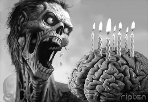 Cartoon: Happy Zombieday (medium) by MrHorror tagged zombie,cake,birthday,zombieday