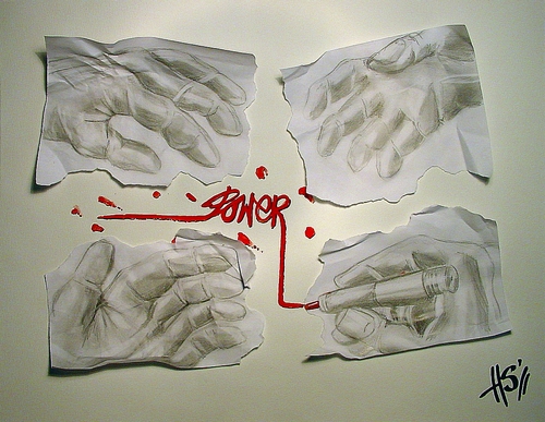 Cartoon: POWER (medium) by joschoo tagged power,pencil,hand,greed,red,blood,sadness