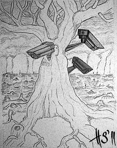 Cartoon: SELF CONTROL (medium) by joschoo tagged enviroment,nature,green,control,surveillance,observation