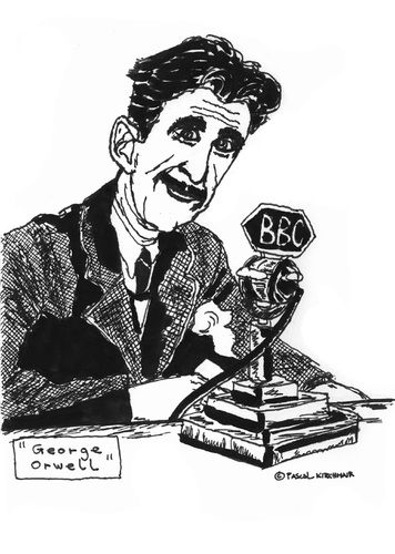 Cartoon: George Orwell (medium) by Pascal Kirchmair tagged brother,big,1984,farm,animal,bbc,orwell,george