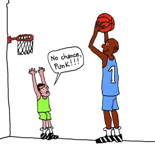Cartoon: Basketball (medium) by Pascal Kirchmair tagged aussichtslos,player,spieler,keine,no,chance,basket,basketball,ball,sport,sports,korb,wurf,zwerg,riese