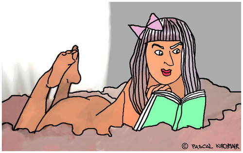 Cartoon: Book Reader (medium) by Pascal Kirchmair tagged die,buchleserin,book,reader,la,lectrice,sexy