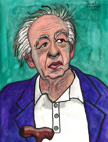 Cartoon: Eugene Ionesco (medium) by Pascal Kirchmair tagged eugene,ionesco,absurdes,theater,teatro,theatre,avantgarde,avant,garde,absurde,absurd,painting,dipinto,pintura,pittura,peinture,artist,artiste,artista,kunst,künstler,illustration,drawing,zeichnung,pascal,kirchmair,cartoon,caricature,karikatur,ilustracion,dibujo,desenho,ink,disegno,ilustracao,illustrazione,illustratie,dessin,du,jour,art,of,the,day,tekening,teckning,cartum,vineta,comica,vignetta,caricatura,portrait,porträt,portret,retrato,ritratto,arte,aquarell,watercolor,watercolour,la,cantatrice,chauve,rhinoceros,die,nashörner,aquarelle,eugene,ionesco,absurdes,theater,teatro,theatre,avantgarde,avant,garde,absurde,absurd,painting,dipinto,pintura,pittura,peinture,artist,artiste,artista,kunst,künstler,illustration,drawing,zeichnung,pascal,kirchmair,cartoon,caricature,karikatur,ilustracion,dibujo,desenho,ink,disegno,ilustracao,illustrazione,illustratie,dessin,du,jour,art,of,the,day,tekening,teckning,cartum,vineta,comica,vignetta,caricatura,portrait,porträt,portret,retrato,ritratto,arte,aquarell,watercolor,watercolour,la,cantatrice,chauve,rhinoceros,die,nashörner,aquarelle