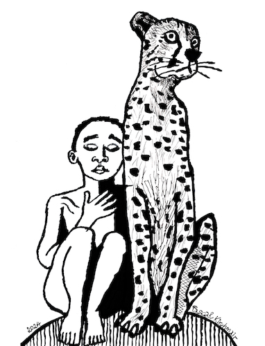 Cartoon: Junge mit Gepard (medium) by Pascal Kirchmair tagged petit,gosse,hijo,pibe,nino,infante,bambino,kind,junge,boy,indian,child,garcon,kid,ragazzo,enfant,chico,chiquita,cheetah,gepard,acinonyx,jubatus,hunting,leopard,el,guepardo,la,onza,ghepardo,chita,ink,drawing,tusche,zeichnung,lingerie,mature,caricatura,cartoon,caricature,karikatur,illustration,dessin,pascal,kirchmair,portrait,retrato,ritratto,dibujo,desenho,art,ilustracion,ilustracao,dangerous,porträt,kunst,artwork,arte,petit,gosse,hijo,pibe,nino,infante,bambino,kind,junge,boy,indian,child,garcon,kid,ragazzo,enfant,chico,chiquita,cheetah,gepard,acinonyx,jubatus,hunting,leopard,el,guepardo,la,onza,ghepardo,chita,ink,drawing,tusche,zeichnung,lingerie,mature,caricatura,cartoon,caricature,karikatur,illustration,dessin,pascal,kirchmair,portrait,retrato,ritratto,dibujo,desenho,art,ilustracion,ilustracao,dangerous,porträt,kunst,artwork,arte