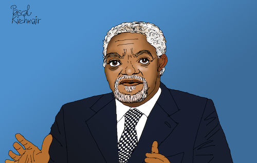 Cartoon: Kofi Annan (medium) by Pascal Kirchmair tagged nobel,peace,prize,nobelpreis,premio,prix,pace,paix,paz,un,uno,united,nations,organization,diplomat,kofi,atta,annan,cartoon,caricature,karikatur,ilustracion,illustration,pascal,kirchmair,dibujo,desenho,drawing,zeichnung,disegno,ilustracao,illustrazione,illustratie,dessin,de,presse,du,jour,art,of,the,day,tekening,teckning,cartum,vineta,comica,vignetta,caricatura,humor,humour,portrait,retrato,ritratto,portret,porträt,secretary,general,generalsekretär,sg,unsg,friedensnobelpreis,nobel,peace,prize,nobelpreis,premio,prix,pace,paix,paz,un,uno,united,nations,organization,diplomat,kofi,atta,annan,cartoon,caricature,karikatur,ilustracion,illustration,pascal,kirchmair,dibujo,desenho,drawing,zeichnung,disegno,ilustracao,illustrazione,illustratie,dessin,de,presse,du,jour,art,of,the,day,tekening,teckning,cartum,vineta,comica,vignetta,caricatura,humor,humour,portrait,retrato,ritratto,portret,porträt,secretary,general,generalsekretär,sg,unsg,friedensnobelpreis