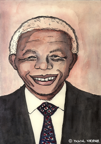 Cartoon: Mandela (medium) by Pascal Kirchmair tagged nelson,präsident,president,johannesburg,südafrika,africa,south,tata,zeichnung,portrait,karikatur,caricature,madiba,mandela