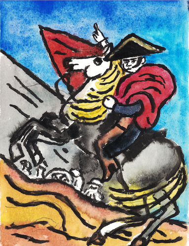 Cartoon: Napoleon auf seinem Pferd (medium) by Pascal Kirchmair tagged gouache,watercolour,painting,pintura,arte,artwork,kunst,abstract,abstrakt,malerei,abstracto,peinture,dipinto,pittura,cuadro,quadro,emperador,imperatore,france,frankreich,imperador,kaiser,empereur,emperor,napoleon,bonaparte,corsica,corse,corsega,corcega,korsika,ajaccio,dibuix,illustration,drawing,zeichnung,pascal,kirchmair,cartoon,caricature,karikatur,ilustracion,dibujo,desenho,ink,disegno,ilustracao,illustrazione,illustratie,dessin,de,presse,du,jour,art,of,the,day,tekening,teckning,cartum,vineta,comica,vignetta,caricatura,portrait,porträt,portret,retrato,ritratto,battle,bataille,batalla,battaglia,batalha,austerlitz,waterloo,jacques,louis,david,großer,sankt,bernhard,le,grand,saint,bernard,crosses,st,watercolor,aquarelle,acuarela,gouache,watercolour,painting,pintura,arte,artwork,kunst,abstract,abstrakt,malerei,abstracto,peinture,dipinto,pittura,cuadro,quadro,emperador,imperatore,france,frankreich,imperador,kaiser,empereur,emperor,napoleon,bonaparte,corsica,corse,corsega,corcega,korsika,ajaccio,dibuix,illustration,drawing,zeichnung,pascal,kirchmair,cartoon,caricature,karikatur,ilustracion,dibujo,desenho,ink,disegno,ilustracao,illustrazione,illustratie,dessin,de,presse,du,jour,art,of,the,day,tekening,teckning,cartum,vineta,comica,vignetta,caricatura,portrait,porträt,portret,retrato,ritratto,battle,bataille,batalla,battaglia,batalha,austerlitz,waterloo,jacques,louis,david,großer,sankt,bernhard,le,grand,saint,bernard,crosses,st,watercolor,aquarelle,acuarela