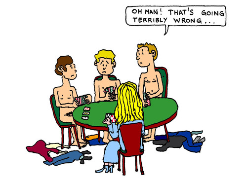 Cartoon: Strip Poker (medium) by Pascal Kirchmair tagged strip,poker,lost,males,nude,men,woman,female,cfnm,game,gambling,gamble,chance,ausziehen,nackt,naked,nackedeis,nackerpatzerl,geschlechter