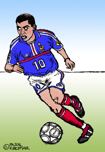 Cartoon: Zinedine Zidane (medium) by Pascal Kirchmair tagged zizou,zidane,zinedine,karikatur,caricature,cartoon,portrait,fff,equipe,de,france,foot,champion,du,monde