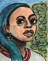 Cartoon: Afrikanerin (small) by Pascal Kirchmair tagged girl,mädchen,aquarelle,watercolor,watercolour,painting,pintura,peinture,aquarell,kuba,cuba,woman,ebony,black,sexy,ink,arte,kunst,afrikanerin,african,somali,nigerian,nigeria,kenya,schleier,hidschab,hijab,caricature,portrait,retrato,ritratto,porträt,zeichnung,drawing,desenho,dibujo,dessin,disegno,pascal,kirchmair,illustration,glow,princess,gabonese,headwrap,style,africa,fashion,africanstylediary,gabon,melanin,model,dame,english,actress,singer,nickname,british,culture,kult,icon,prominent,teenager,swinging,sixties,london,twiggy,sechziger,jahre,mode,label,moda,vogue,cartoon,karikatur,ilustracion,ilustracao,illustrazione,illustratie,de,presse,tekening,teckning,cartum,vineta,comica,vignetta,caricatura,victim,somalian,acuarela