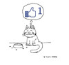 Cartoon: Minou aime ca (small) by Pascal Kirchmair tagged satisfied zufrieden content animals tiere cat minou chat katze like button facebook