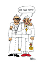 Cartoon: Popes rule the world (small) by Pascal Kirchmair tagged francis benedetto benedikt franziskus bergoglio ratzinger papst päpste popes papas papes benoit xvi francois francesco pope pape papa