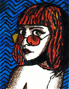 Rotschopf mit roter Brille