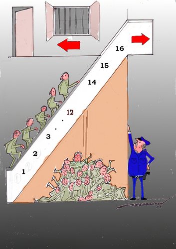 Cartoon: 13th step (medium) by kar2nist tagged perils,superstition,13th,steps