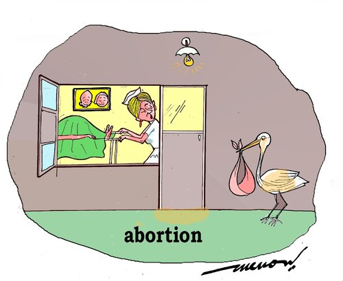 Cartoon: Abortion (medium) by kar2nist tagged stork,abortion,delivery,baby