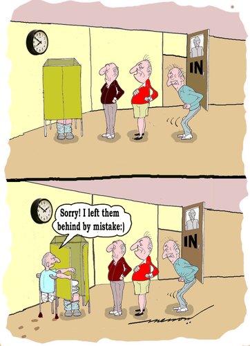 Cartoon: Absent minded (medium) by kar2nist tagged toilet,diabled,artificial,limbs