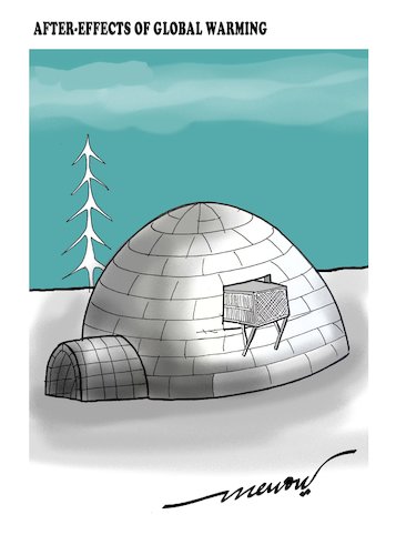Cartoon: After-effects of global warming (medium) by kar2nist tagged global,warming,igloo,air,conditioner,arctic,antartic