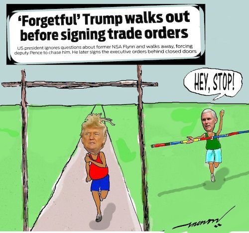 Cartoon: Another trumpism (medium) by kar2nist tagged trum,execorders,signing,walkout