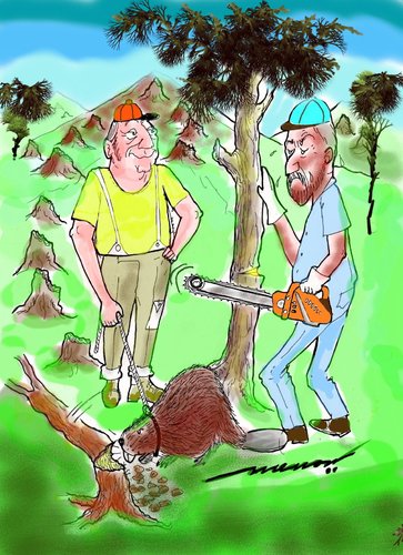 Cartoon: Beaverly Hills (medium) by kar2nist tagged felling,trees,environment,friendly,echo,chainsaw,beaver