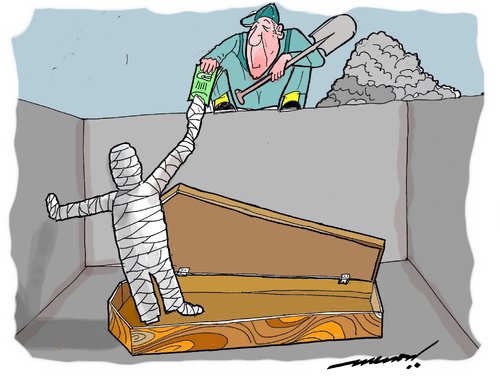 Cartoon: Bury me please (medium) by kar2nist tagged body,dead,burying,bribe