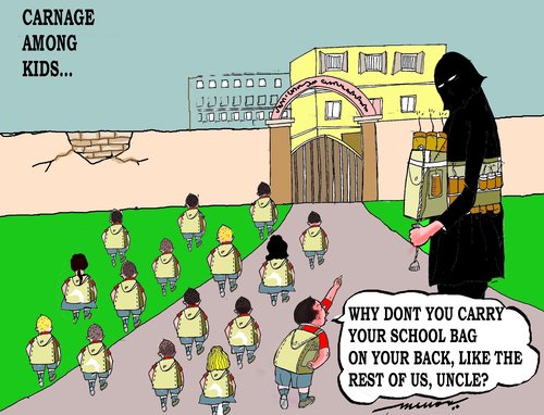 Cartoon: Carnage among kids (medium) by kar2nist tagged terror,school,attack,children,global