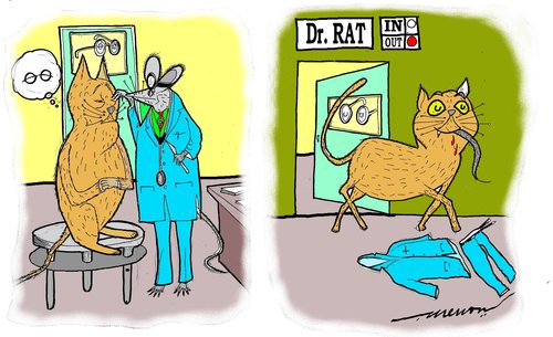 Cartoon: cat e rat operation (medium) by kar2nist tagged cat,rat,cateract,operation,eye,surgery