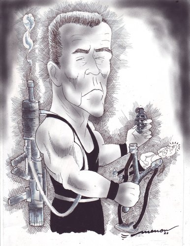 Cartoon: Commando Shwarzenegger (medium) by kar2nist tagged movies,action,commando,schwarzenegger