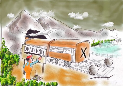 Cartoon: Dead End (medium) by kar2nist tagged accident,tunnel,train,end,dead