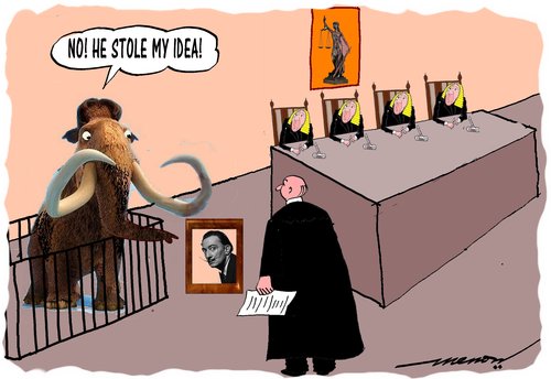 Cartoon: litigation (medium) by kar2nist tagged slavador,dali,mamoth,court,judges,litigation,copying,plaguiarism