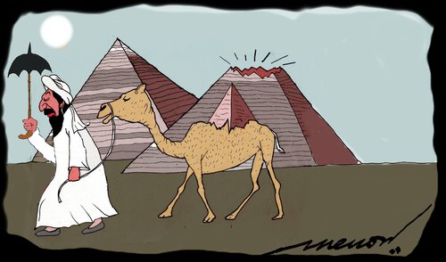 Cartoon: Making use of available resource (medium) by kar2nist tagged camel,egypt,pyramid