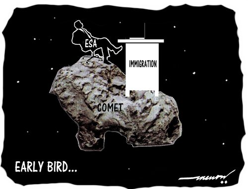 Cartoon: Opening shop (medium) by kar2nist tagged comet,chury,philae,lander