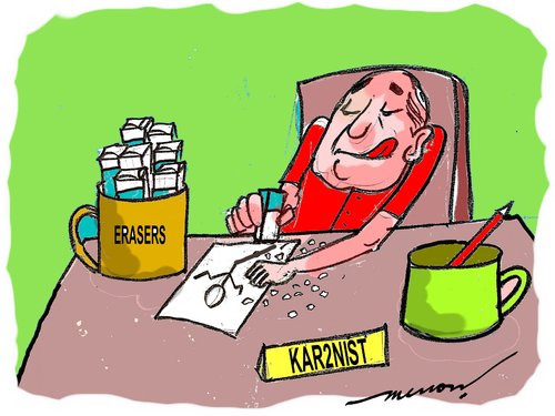 Cartoon: rubberised cartoonist (medium) by kar2nist tagged cartoonist,eraser,drawing