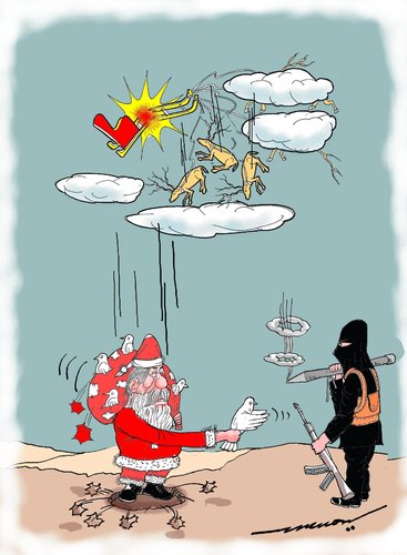 Cartoon: Santas Gesture (medium) by kar2nist tagged xmas,santa,peace