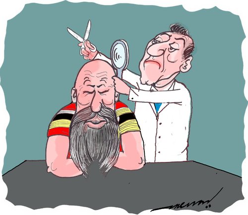 Cartoon: Search and cut (medium) by kar2nist tagged haircut,search,barbaershop,bald