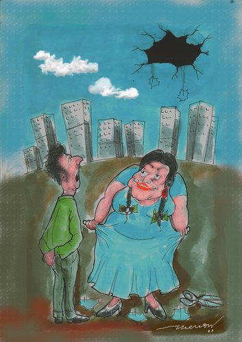 Cartoon: Tenacity of Women (medium) by kar2nist tagged sky,dress,tenacity,women