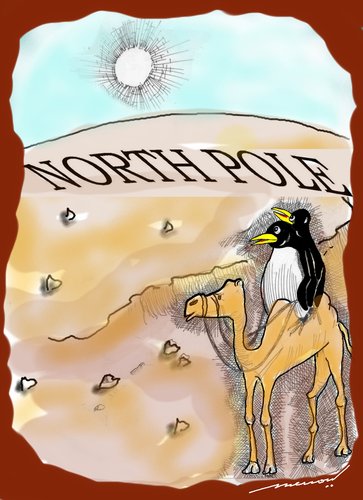Cartoon: The Plight of the Penguins (medium) by kar2nist tagged ice,caps,polar,penguins,sahara,desert,global,warming,the
