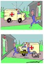 Cartoon: dire emergency (small) by kar2nist tagged ambulance,emergency,puncture,tyre,hospital