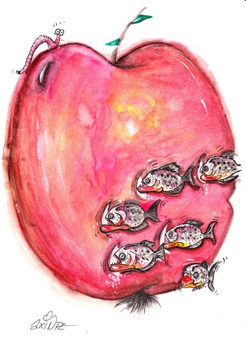 Cartoon: universal apple (medium) by axinte tagged axi