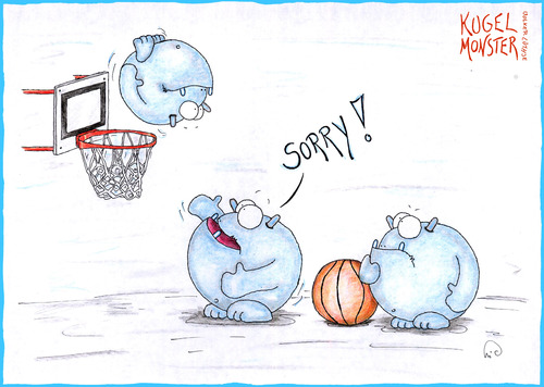 Cartoon: Kugelmonster Basketball (medium) by Volker Lüthje tagged kugelmonster,basketball
