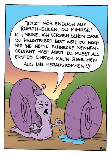 Cartoon: Fitch - Immer feucht. (medium) by Bülow tagged schnecke,slug,beziehung,liebe,trauer,frust,einsam,einsamkeit,partnersuche,verstecken,schnecke,fitch