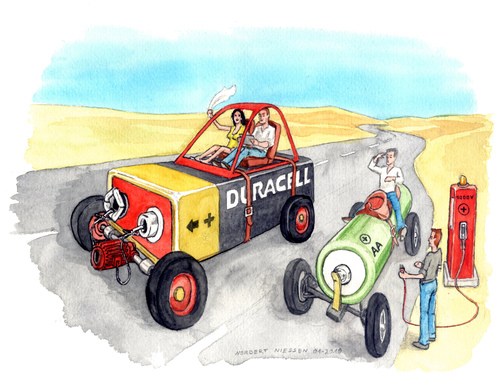 Cartoon: Duracell (medium) by Niessen tagged power,energy,battery,recharge,cars