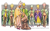 Cartoon: Il clero gaio (small) by Niessen tagged religiöse bischof priester homosexuelle unrein tunika beten