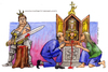 Cartoon: San Peccato (small) by Niessen tagged protestant,saint,sword,pray,merkel,protestante,cattolico,reliquia,santo,scrigno,pregare,peccatore,evangelisch,katholisch,ritter,schwert,anbeten,heilig