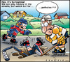 Cartoon: Hockey street (small) by Carayboo tagged hockey,street,springtime,sport,pot,hole,player,game,stick,helmet,goal,target