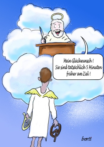 Cartoon: Der Raser (medium) by berti tagged autofahrer,himmel,zeit,verspätung,eile